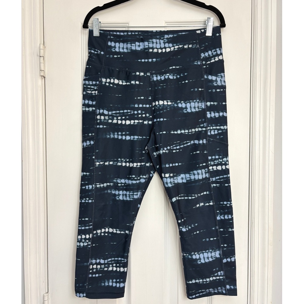 Avia L Blue Tie‎ Dye Athletic Cropped Leggings Women's Activewear